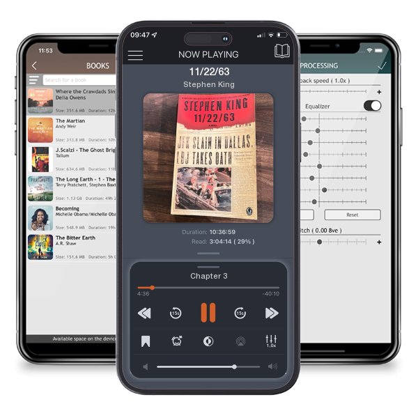 Download fo free audiobook 11/22/63 by Stephen King and listen anywhere on your iOS devices in the ListenBook app.