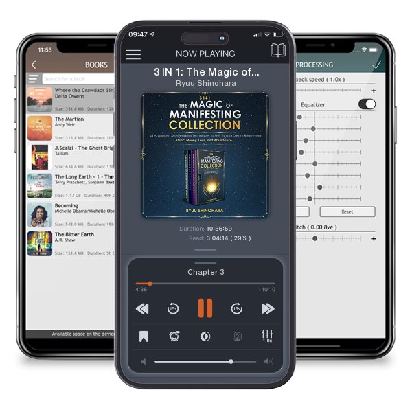 Download fo free audiobook 3 IN 1: The Magic of Manifesting Collection 45 Advanced Manifestation Techniques to Shift to Your Dream Reality and Attract Money, Love, and Abundance (Law of Attraction Bundles) by Ryuu Shinohara and listen anywhere on your iOS devices in the ListenBook app.