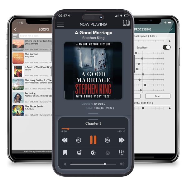 Download fo free audiobook A Good Marriage by Stephen King and listen anywhere on your iOS devices in the ListenBook app.