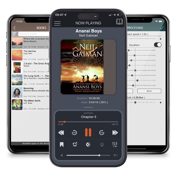 Download fo free audiobook Anansi Boys by Neil Gaiman and listen anywhere on your iOS devices in the ListenBook app.