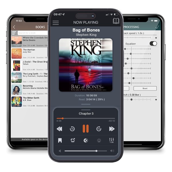 Download fo free audiobook Bag of Bones by Stephen King and listen anywhere on your iOS devices in the ListenBook app.