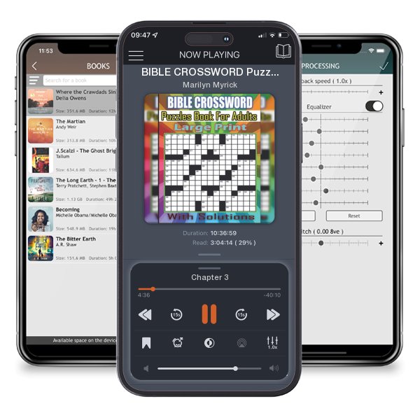 Download fo free audiobook BIBLE CROSSWORD Puzzles Book For Large Print: Christian & Religious Biblical Trivia Crossword Book for Adults, Seniors, Men & Women With Solutions by Marilyn Myrick and listen anywhere on your iOS devices in the ListenBook app.