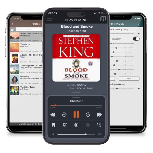 Download fo free audiobook Blood and Smoke by Stephen King and listen anywhere on your iOS devices in the ListenBook app.