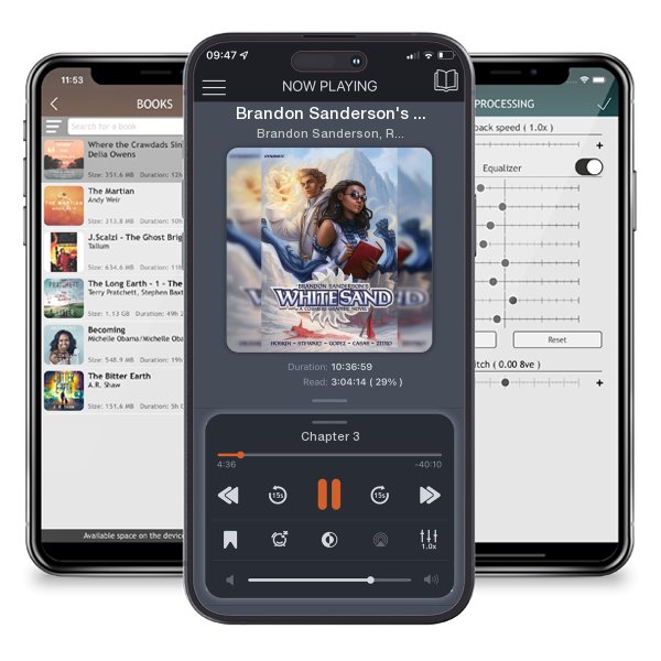 Download fo free audiobook Brandon Sanderson's White Sand Omnibus by Brandon Sanderson, Rik Hoskin,  et al. and listen anywhere on your iOS devices in the ListenBook app.