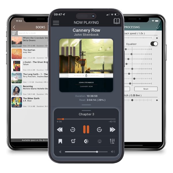 Download fo free audiobook Cannery Row by John Steinbeck and listen anywhere on your iOS devices in the ListenBook app.