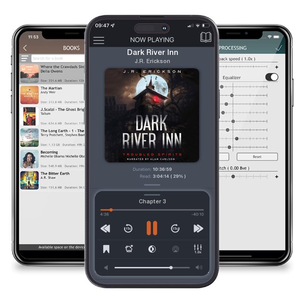 Download fo free audiobook Dark River Inn by J.R. Erickson and listen anywhere on your iOS devices in the ListenBook app.