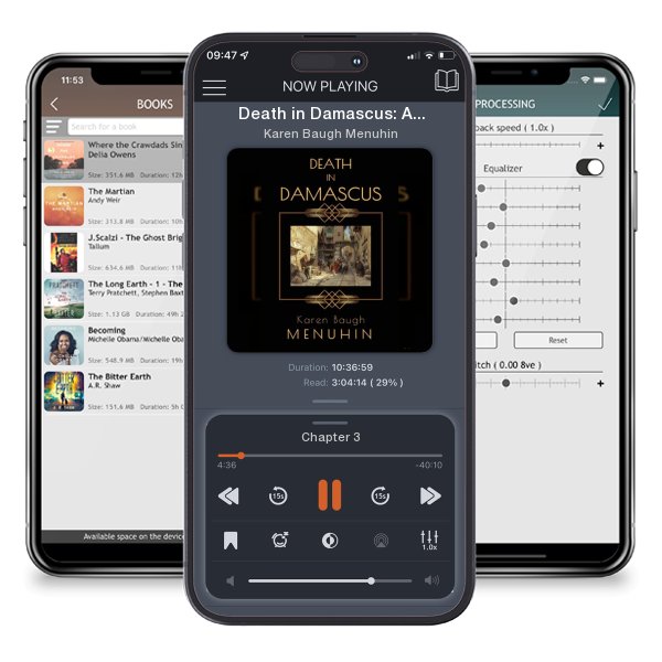 Download fo free audiobook Death in Damascus: A Heathcliff Lennox Murder Mystery by Karen Baugh Menuhin and listen anywhere on your iOS devices in the ListenBook app.
