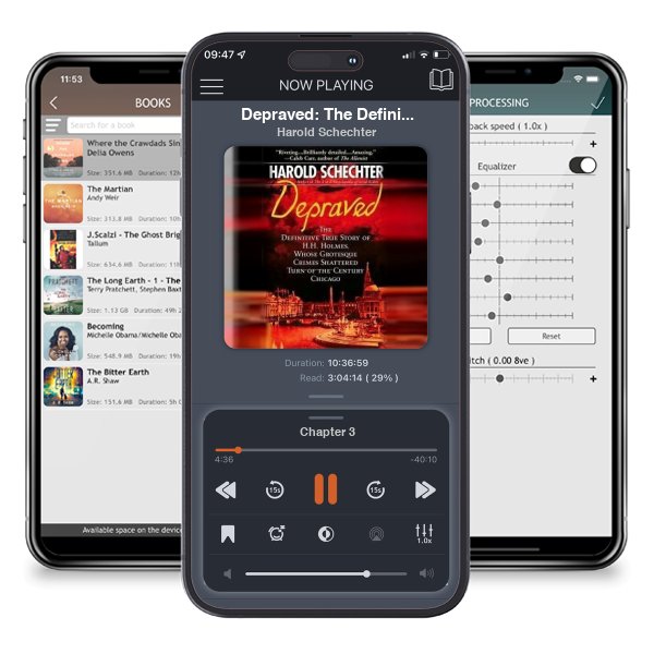 Download fo free audiobook Depraved: The Definitive True Story of H.H. Holmes, Whose Grotesque Crimes Shattered Turn-of-the-Century Chicago by Harold Schechter and listen anywhere on your iOS devices in the ListenBook app.