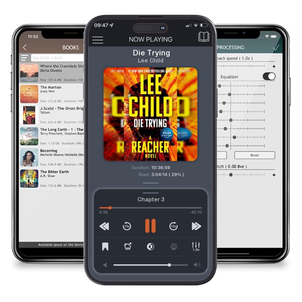 Download fo free audiobook Die Trying by Lee Child and listen anywhere on your iOS devices in the ListenBook app.