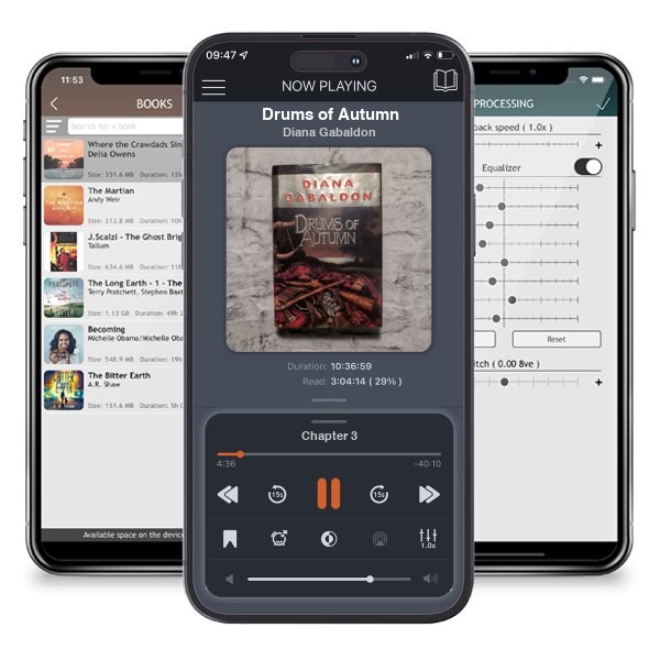 Download fo free audiobook Drums of Autumn by Diana Gabaldon and listen anywhere on your iOS devices in the ListenBook app.