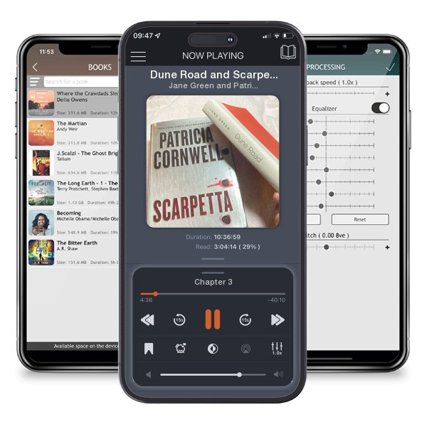 Download fo free audiobook Dune Road and Scarpetta by Jane Green and Patricia Cornwell and listen anywhere on your iOS devices in the ListenBook app.