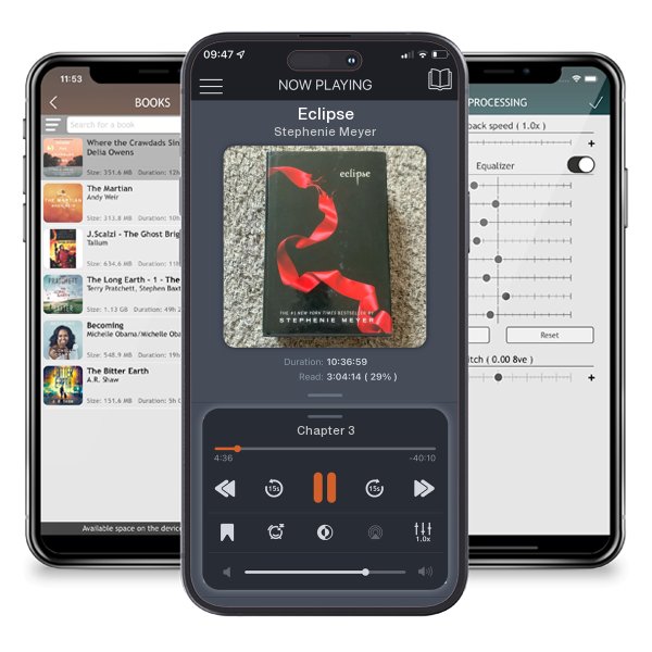 Download fo free audiobook Eclipse by Stephenie Meyer and listen anywhere on your iOS devices in the ListenBook app.