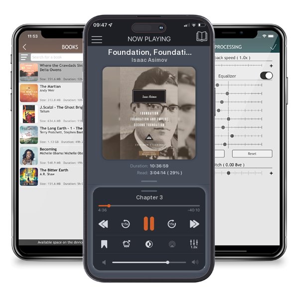 Download fo free audiobook Foundation, Foundation and Empire, Second Foundation:... by Isaac Asimov and listen anywhere on your iOS devices in the ListenBook app.