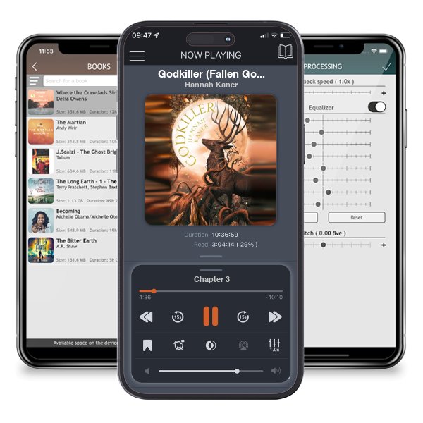 Download fo free audiobook Godkiller (Fallen Gods, #1) by Hannah Kaner and listen anywhere on your iOS devices in the ListenBook app.