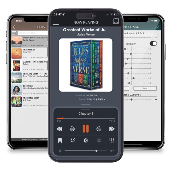 Download fo free audiobook Greatest Works of Jules Verne: 20,000 Leagues Under the Sea, Journey to the Centre of the Earth, Around the World in Eighty Days (Deluxe Hardbound Edition | Boxed Set) by Jules Verne and listen anywhere on your iOS devices in the ListenBook app.