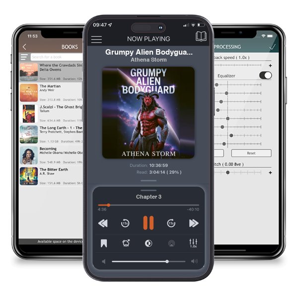 Download fo free audiobook Grumpy Alien Bodyguard by Athena Storm and listen anywhere on your iOS devices in the ListenBook app.