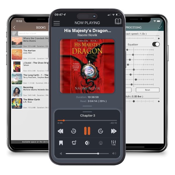 Download fo free audiobook His Majesty\'s Dragon (Temeraire, #1) by Naomi Novik and listen anywhere on your iOS devices in the ListenBook app.