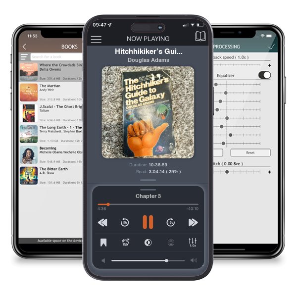 Download fo free audiobook Hitchhikiker’s Guide to the Galaxy by Douglas Adams and listen anywhere on your iOS devices in the ListenBook app.