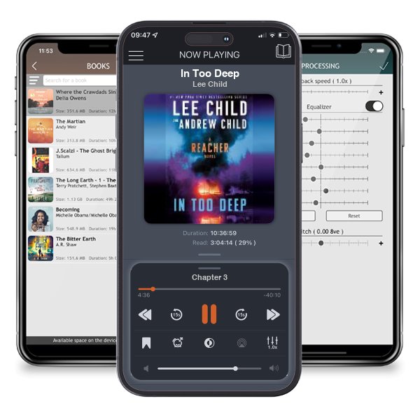 Download fo free audiobook In Too Deep by Lee Child and listen anywhere on your iOS devices in the ListenBook app.