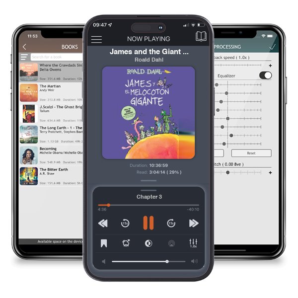 Download fo free audiobook James and the Giant Peach by Roald Dahl and listen anywhere on your iOS devices in the ListenBook app.