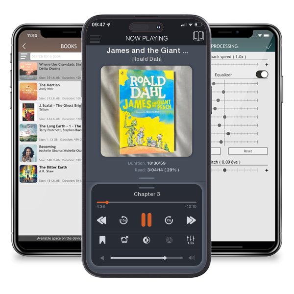 Download fo free audiobook James and the Giant Peach by Roald Dahl and listen anywhere on your iOS devices in the ListenBook app.