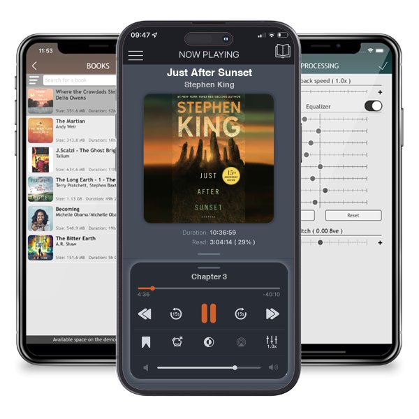 Download fo free audiobook Just After Sunset by Stephen King and listen anywhere on your iOS devices in the ListenBook app.