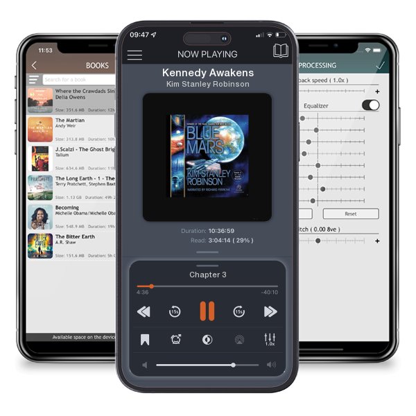 Download fo free audiobook Kennedy Awakens by Kim Stanley Robinson and listen anywhere on your iOS devices in the ListenBook app.