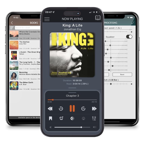 Download fo free audiobook King: A Life by Jonathan Eig and listen anywhere on your iOS devices in the ListenBook app.