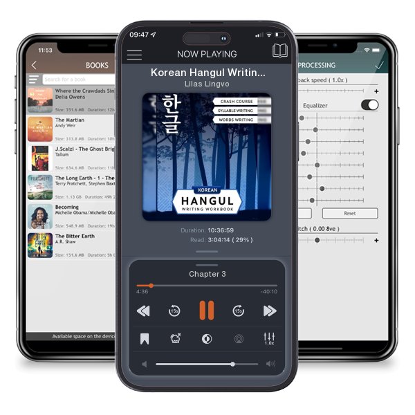 Download fo free audiobook Korean Hangul Writing Workbook: Korean Alphabet for Beginners: Hangul Crash Course, Syllables and Words Writing Practice and Cut-out Flash Cards by Lilas Lingvo and listen anywhere on your iOS devices in the ListenBook app.