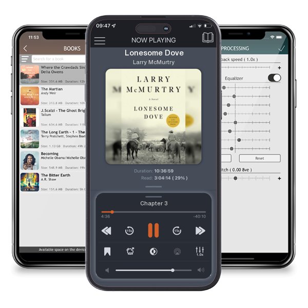 Download fo free audiobook Lonesome Dove by Larry McMurtry and listen anywhere on your iOS devices in the ListenBook app.