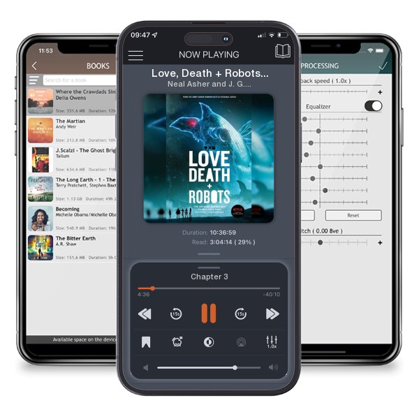 Download fo free audiobook Love, Death + Robots The Official Anthology: Vol 2+3 by Neal Asher and J. G. Ballard and listen anywhere on your iOS devices in the ListenBook app.