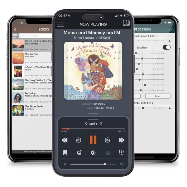 Download fo free audiobook Mama and Mommy and Me in the Middle by Nina Lacour and Kaylani Juanita and listen anywhere on your iOS devices in the ListenBook app.
