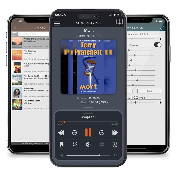 Download fo free audiobook Mort by Terry Pratchett and listen anywhere on your iOS devices in the ListenBook app.