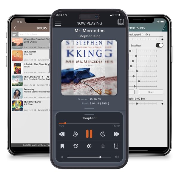 Download fo free audiobook Mr. Mercedes by Stephen King and listen anywhere on your iOS devices in the ListenBook app.