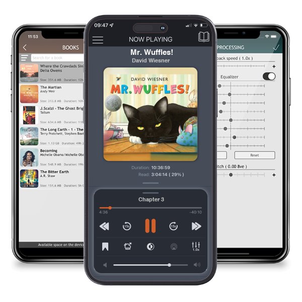 Download fo free audiobook Mr. Wuffles! by David Wiesner and listen anywhere on your iOS devices in the ListenBook app.