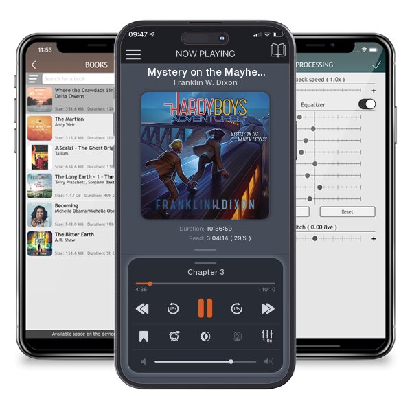 Download fo free audiobook Mystery on the Mayhem Express by Franklin W. Dixon and listen anywhere on your iOS devices in the ListenBook app.