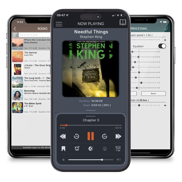 Download fo free audiobook Needful Things by Stephen King and listen anywhere on your iOS devices in the ListenBook app.