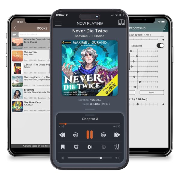 Download fo free audiobook Never Die Twice by Maxime J. Durand and listen anywhere on your iOS devices in the ListenBook app.