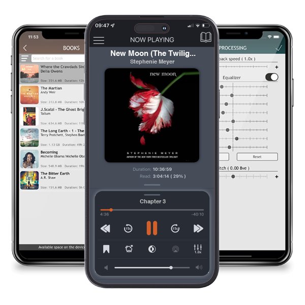 Download fo free audiobook New Moon (The Twilight Saga, #2) by Stephenie Meyer and listen anywhere on your iOS devices in the ListenBook app.
