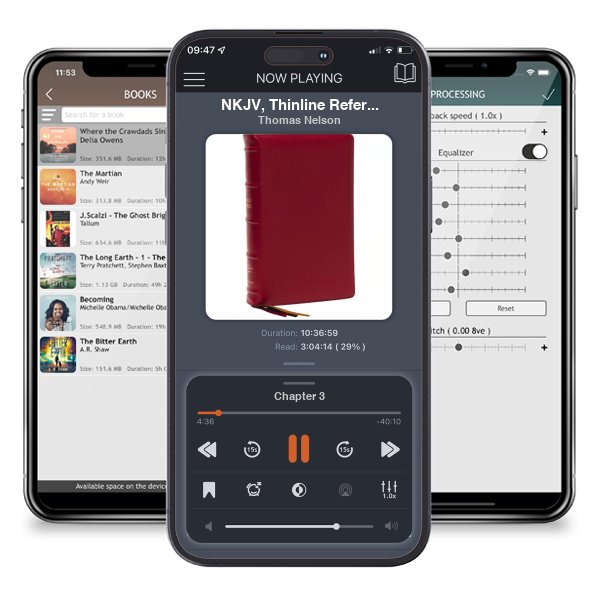 Download fo free audiobook NKJV, Thinline Reference Bible, Large Print, Red Premium Goatskin Leather, Premier Collection, Comfort Print: Holy Bible, New King James Version by Thomas Nelson and listen anywhere on your iOS devices in the ListenBook app.