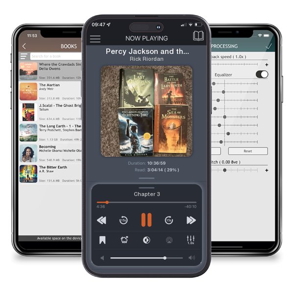 Download fo free audiobook Percy Jackson and the Olympians, (Books 1,2,4&5) by Rick Riordan and listen anywhere on your iOS devices in the ListenBook app.