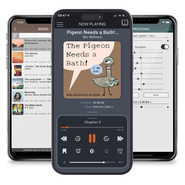 Download fo free audiobook Pigeon Needs a Bath!, The-Pigeon series by Mo Willems and listen anywhere on your iOS devices in the ListenBook app.