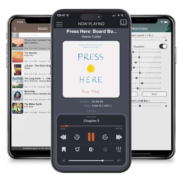 Download fo free audiobook Press Here: Board Book Edition by Herve Tullet and listen anywhere on your iOS devices in the ListenBook app.