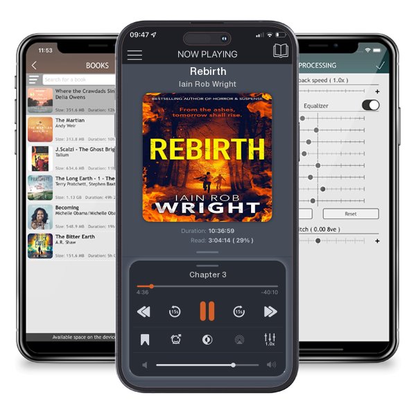 Download fo free audiobook Rebirth by Iain Rob Wright and listen anywhere on your iOS devices in the ListenBook app.