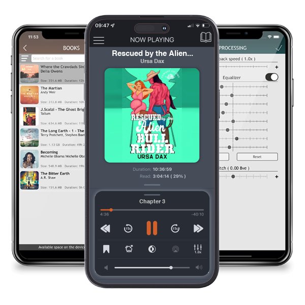 Download fo free audiobook Rescued by the Alien Bull Rider (Cowboy Colony Mail-Order Brides Book 6) by Ursa Dax and listen anywhere on your iOS devices in the ListenBook app.