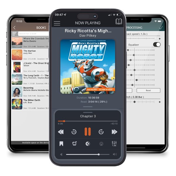 Download fo free audiobook Ricky Ricotta's Mighty Robot by Dav Pilkey and listen anywhere on your iOS devices in the ListenBook app.