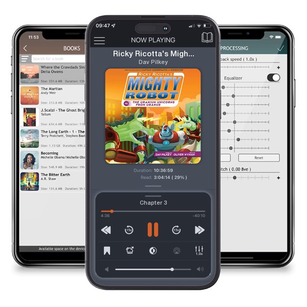 Download fo free audiobook Ricky Ricotta's Mighty Robot vs. the Uranium Unicorns from Uranus by Dav Pilkey and listen anywhere on your iOS devices in the ListenBook app.