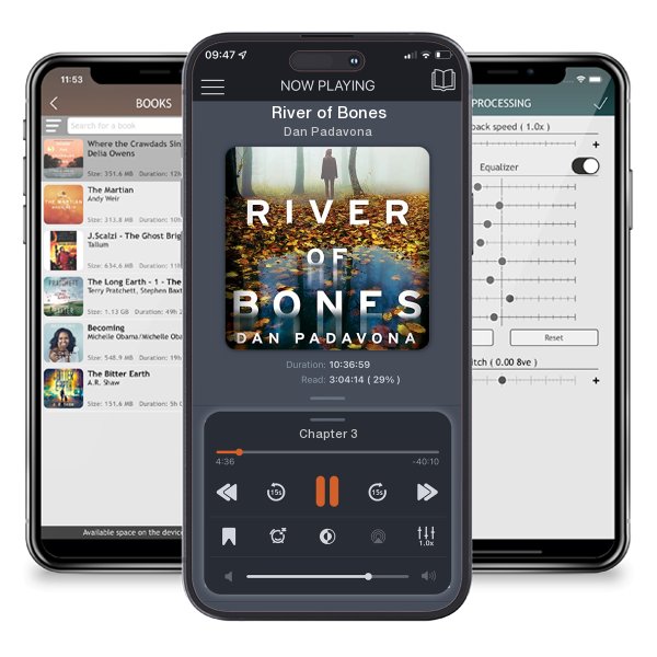 Download fo free audiobook River of Bones by Dan Padavona and listen anywhere on your iOS devices in the ListenBook app.