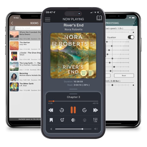 Download fo free audiobook River's End by Nora Roberts and listen anywhere on your iOS devices in the ListenBook app.