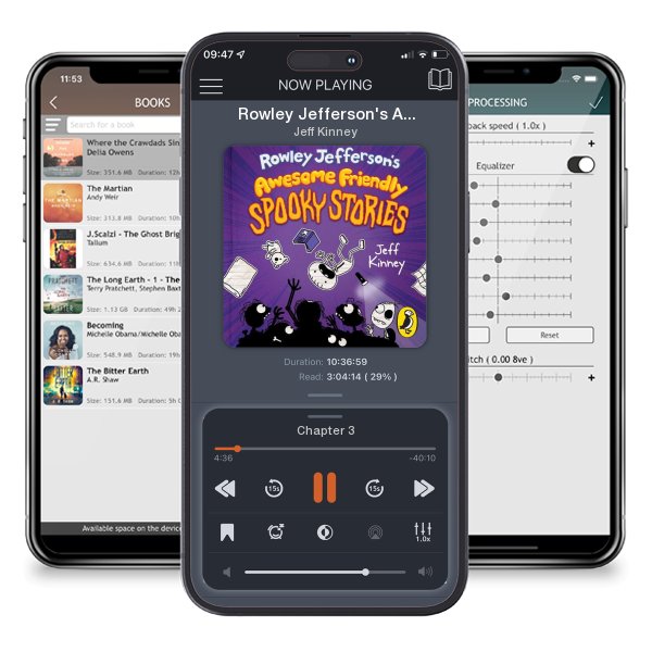Download fo free audiobook Rowley Jefferson's Awesome Friendly Spooky Stories by Jeff Kinney and listen anywhere on your iOS devices in the ListenBook app.